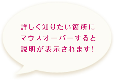 詳しく知りたい箇所にマウスオーバーすると説明が表示されます!