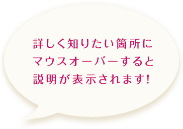 詳しく知りたい箇所にマウスオーバーすると説明が表示されます！