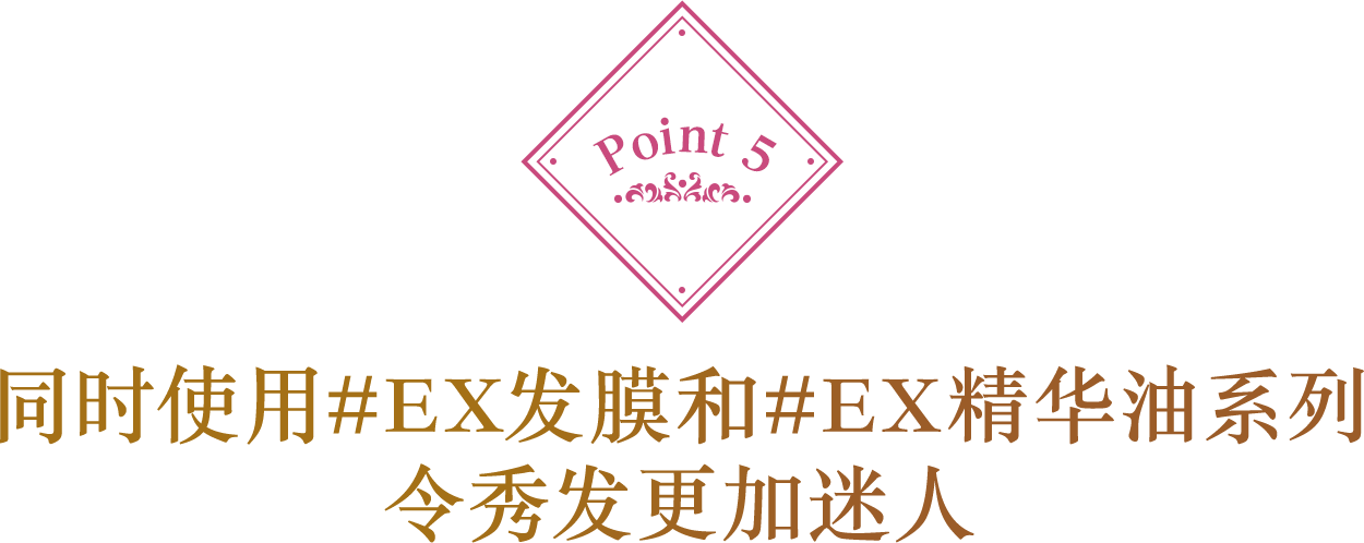 Point 5 同时使用#EX发膜和#EX精华油系列令秀发更加迷人